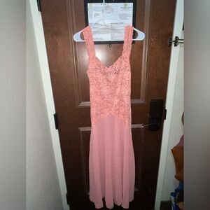 Vintage Coral Lace Pajama Dress by Delicates Size Medium